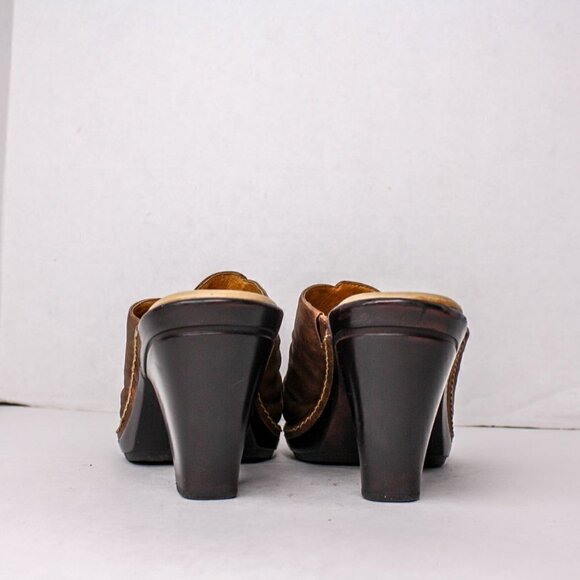 Sofft Brown Leather Clogs High Heel Slip On Size 6 1/2M - Picture 3 of 6